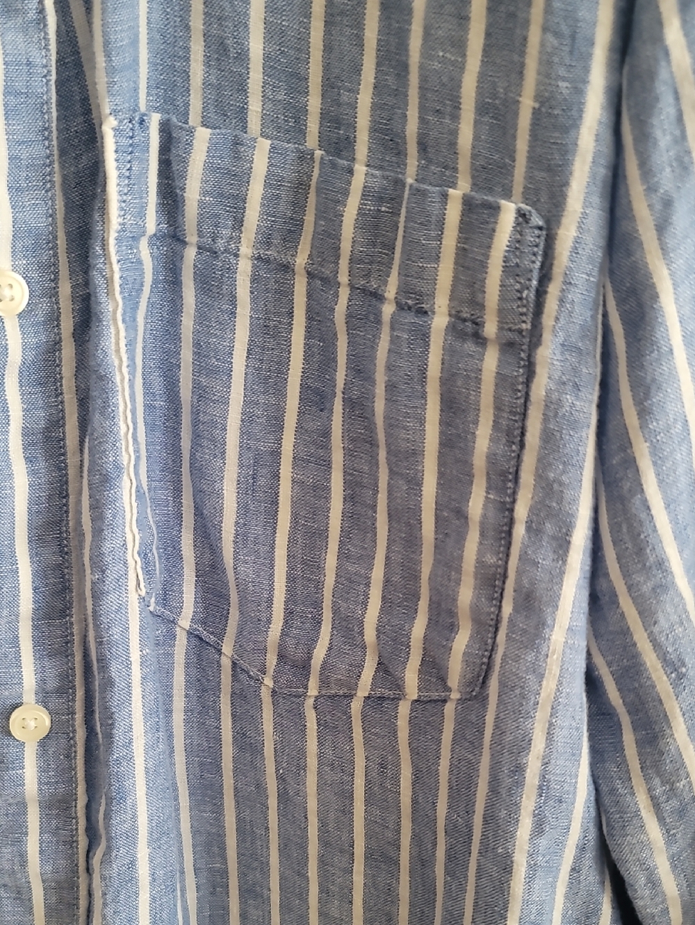 100% Linen GAP Womans Blue & White Striped Linen Shirt - Picture 4 of 7